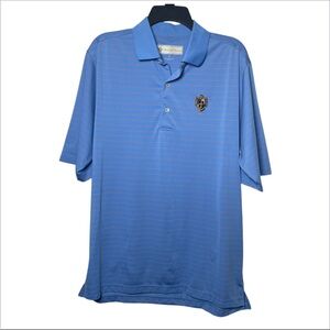 DONALD ROSS Polo Shirt Mens Blue Orange Stripe Casual Golf & Country Club size M